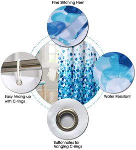 Ensemble <span class=keywords><strong>de</strong></span> rideaux <span class=keywords><strong>de</strong></span> <span class=keywords><strong>douche</strong></span> en tissu pour salle <span class=keywords><strong>de</strong></span> bain, imperméables, colorés et amusants, taille standard 72 x 72 (bleu) - Product Image 3