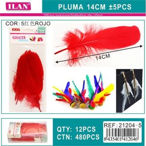 ขนนกประดิษฐ์สีแดง ILAN Pluma ขนาด 14 ซม. สำหรับงานตกแต่ง DIY - Product Image 3