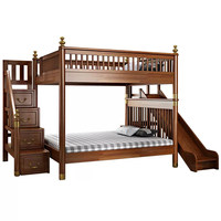 Lit superposé en bois massif personnalisable de luxe avec glissière et rangement, meubles de chambre à coucher pour enfants