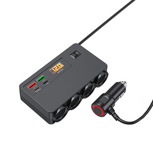 Allume-cigare de voiture 120W, double USB + double type-C, charge rapide multifonction, affichage intelligent de la tension, chargeur 12-24V - Product Image 5