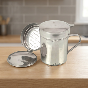 Juego de Recipientes para Aceite Calentable de Acero Inoxidable de Calidad Garantizada, con Tapa Abatible, 3 Unidades, Ecológicos, Hechos a Mano, Diseño Clásico Cilíndrico - Product Image 3
