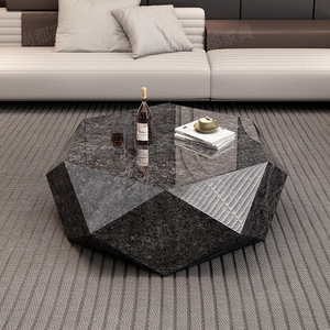 Oem Factory Custom Sculptural Shape Diamond Rhombus Sintered Marble Stone Slate Coffee Table for Living Room - Product Image 3