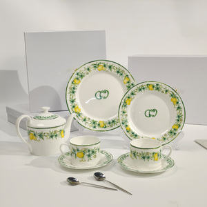 Low Price Promotion European Lemon Pattern Bone China Tea <b>Set</b> - Product Image 1