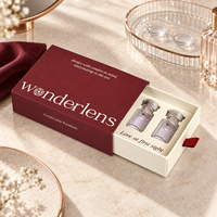 Scatola Regalo di Lusso con Cassetto Scorrevole Bordeaux con Nastro per Lenti a Contatto, Cosmetici e Gioielli