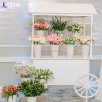 LEDA Chariot à bonbons floral blanc personnalisé en gros, prix d'usine, décoration florale, chariot à sucreries pour mariage, événement, restauration