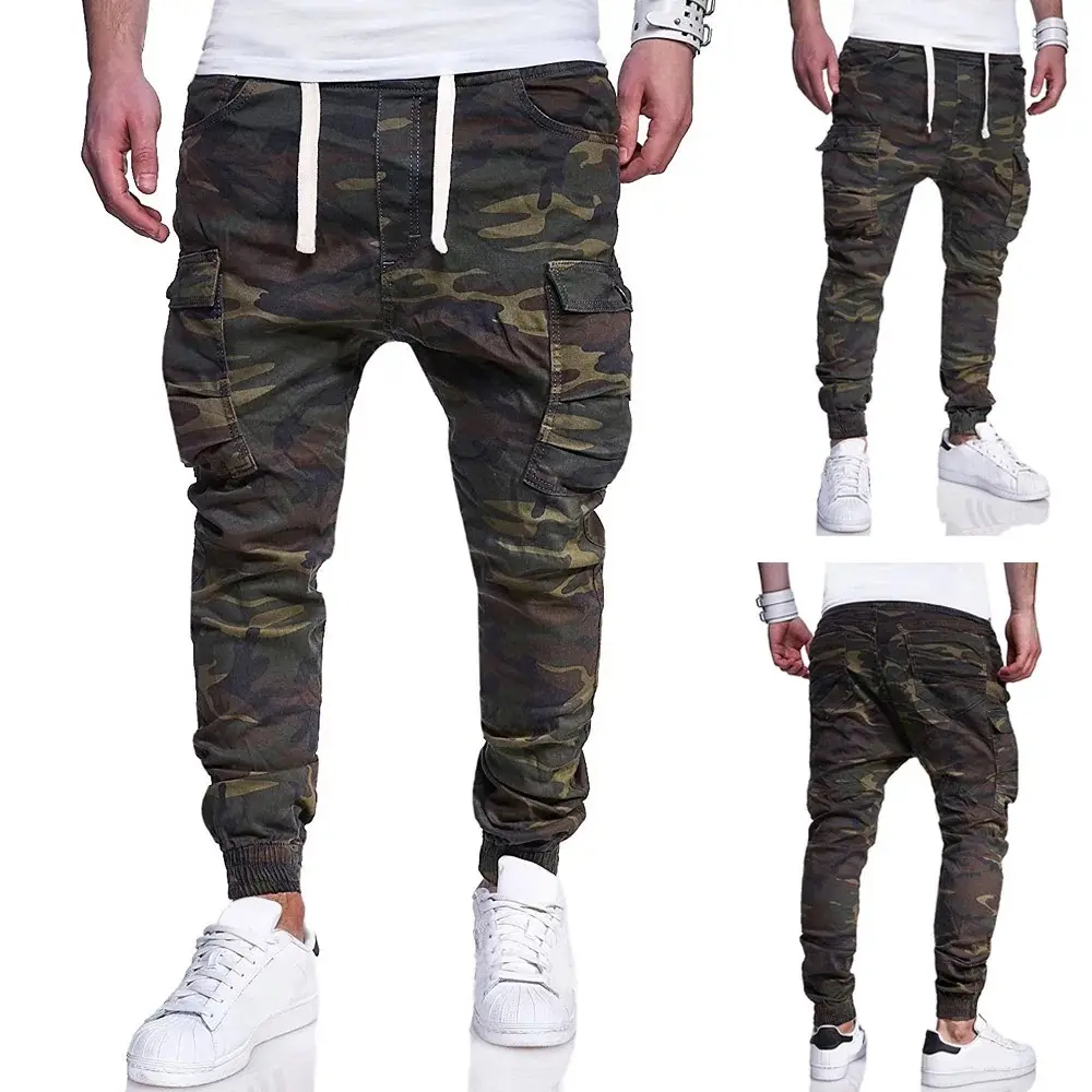 camouflage leggings fitness green workout pants with multi pocket plus size sweatpants joggers trousers for men