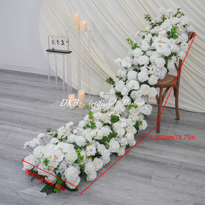 Modern Custom New Wedding Decor White Silk Artificial Rose Flowers <b>Table</b> <b>Runner</b> <b>Table</b> Centerpiece and Aisle Floral <b>Runner</b> - Product Image 2