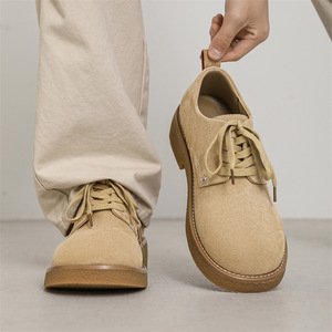 รองเท้าบูทหนังแท้ทรงกลมหัวมน พื้นหนา เพิ่มความสูง สไตล์ลำลอง รุ่นใหม่ ปี 2026 ทรงหนา สไตล์อังกฤษย้อนยุค รองเท้าทำงาน - Product Image 1