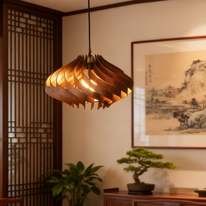 โคมไฟเพดานรูปทรงเกลียวสร้างสรรค์ สไตล์วบิซาบิ ย้อนยุค เหมาะสำหรับตกแต่งห้องนอน บาร์ โคมไฟไม้ - Product Image 6