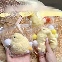 Jouet Squishy Poussin en Silicone en Gros, Jouet Sensoriel Anti-Stress Floqué en Forme de Petit Poulet à Presser pour Enfants