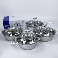 Vente en gros ensemble de cuisinière multifonctionnel en acier inoxydable articles de cuisine avec couvercle pour cuisinière à gaz pour la cuisson
