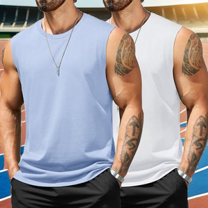 Combed Cotton Tank Top 240GSM Breathable Sleeveless T Shirt Mens Heavyweight Plain Relaxed Fit Sporty Custom Logo Sportswear Gym - Product Image 2