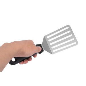 Heetverkopende zwarte keukenhulp, flexibele spatel met sleuven, roestvrij staal, voor vis, eieren, bacon, pannenkoeken - Product Image 4