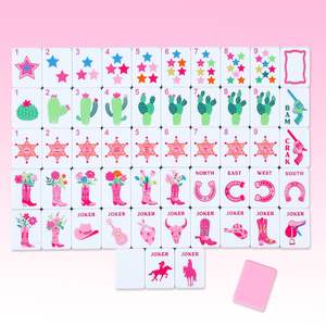 Mahjong américain rose, tuiles en acrylique à 4 couches avec 160 cartes gravées, <span class=keywords><strong>jeu</strong></span> <span class=keywords><strong>de</strong></span> luxe et idée cadeau <span class=keywords><strong>de</strong></span> Noël - Product Image 1