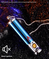Rouge à lèvres Style rouge à lèvres commande vocale tungstène métal électrique USB Rechargeable coupe-vent briquet avec collier corde suspendue