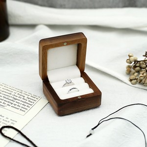 Wedding <b>Ring</b> <b>Box</b> Square Black Walnut Wood Engraved Always & Forever Jewelry Storage <b>Box</b> 61x61x38mm Elegant Design - Product Image 4