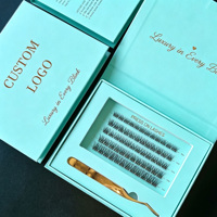 Cils en grappe à technologie pré-collée longue durée, à presser, vente en gros, personnalisés, naturels, auto-adhésifs, pré-collés