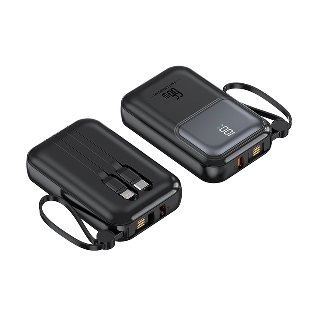 2026 Hot Selling 10000mah Mini Portable Power Bank With Cable USB Plug Travel Power Bank for iphone PD20W 66W Fast Charging