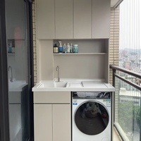 Nouvelle arrivée 2026, armoire à linge de balcon personnalisée, ensemble moderne de sèche-linge et de lave-linge intégrés