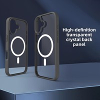 Coque de téléphone magnétique 2-en-1 pour iPhone 17, en TPU+PC, transparente givrée effet peau, anti-chute, protection intégrale I16 Pro