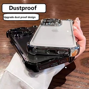 MEILLEURE VENTE Étui transparent plaqué luxe pour <span class=keywords><strong>iPhone</strong></span> 16 15 14 <span class=keywords><strong>13</strong></span> 12 Or Clair Antichoc Air Bag Protection intégrale de l'objectif Coques - Product Image 2