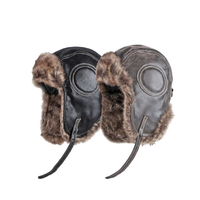 Chapeau d'hiver unisexe avec cache-oreilles, casquette de pilote en simili cuir avec doublure en fausse fourrure épaisse pour le ski, le cyclisme, chapeau chaud pour l'extérieur