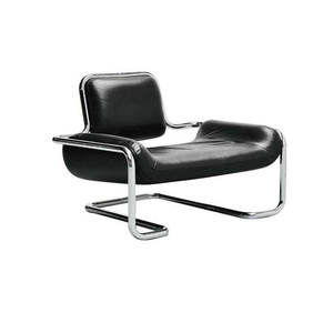 Fauteuils d'appoint de salon en <span class=keywords><strong>cuir</strong></span> design rétro vintage Canapé simple <span class=keywords><strong>tubulaire</strong></span> en métal Fauteuil de loisirs d'hôtel Fauteuil pour la maison - Product Image 2