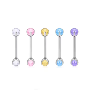 Set de <span class=keywords><strong>Piercing</strong></span> para Niños de Titanio Grado Implante G23, <span class=keywords><strong>Piercing</strong></span> de Lengua Sexy con Bola de Cristal de 4/5mm, Joyería Corporal, Anillos de Barra para Oreja - Product Image 1