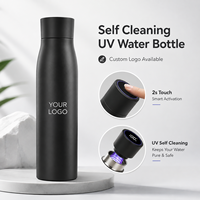 Nouvelle bouteille d'eau intelligente à auto-nettoyage UV-C, en acier inoxydable 316, thermos isotherme, affichage de la température LED, logo personnalisé USB