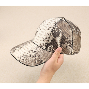 ZENOS High-End Custom 6-Panel Silver Copper Buckle Python Skin Leather <b>Waterproof</b> Baseball Cap Khaki Sports Golf Travel <b>Hat</b> - Product Image 6