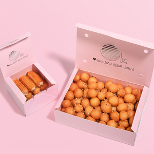 กล่องคุกกี้ กล่องขนมอบ กล่องเค้ก กล่องกระ<span class=keywords><strong>ด</strong></span>าษสำหรับเบเกอรี่ กล่องโมจิ กล่องโ<span class=keywords><strong>ด</strong></span>นัท แบบพับได้ สำหรับบรรจุภัณฑ์อาหาร  รับออกแบบโลโก้ของคุณเอง ขายส่ง - Product Image 4