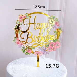 Decoración para Pasteles, Adorno para Cupcakes, Feliz Cumpleaños, Boda, Aniversario, Número, Diseño Floral, Hermoso Adorno Acrílico para Pastel - Product Image 2