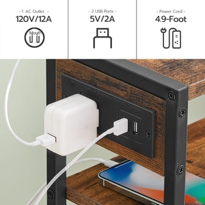 Modern Small Narrow <strong>Side</strong> <strong>Table</strong> Charging Station <strong>Skinny</strong> End <strong>Table</strong> Spaces Slim Nightstand USB Ports Outlet Sofa Beside <strong>Table</strong> - Product Image 4
