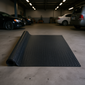 Rouleau de revêtement de sol en caoutchouc à motif diamant 3 mm x 4 pi x 6 pi, facile à nettoyer, tapis de garage pour voitures, garage, industrie, salle de sport, caoutchouc SBR noir - Product Image 2