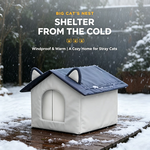 Weatherproof <b>Outdoor</b> Stray <b>Cat</b> Shelter Insulated Waterproof Rainproof Enclosed Warm <b>Cat</b> <b>House</b> for Winter All Season Use - Product Image 4