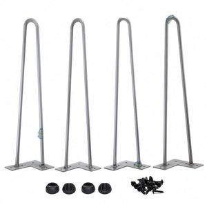 Pieds de table en métal noir robuste, type épingle à cheveux, avec 3 tiges, pour meubles de chambre, atelier, table basse, bureau DIY, extérieur - Product Image 6