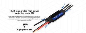 Controlador electrónico de velocidad sin escobillas (ESC) de 40A, serie G2, 32 bits, 2-4S Lipo SBEC para drones FPV, aeromodelos RC y drones de ala fija. - Product Image 5