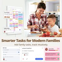 Calendrier numérique tactile Full HD 15,6 pouces, planificateur de tâches ménagères familial, haut-parleur, fonctionnalités intelligentes, montage mural/de bureau, prend en charge les applications