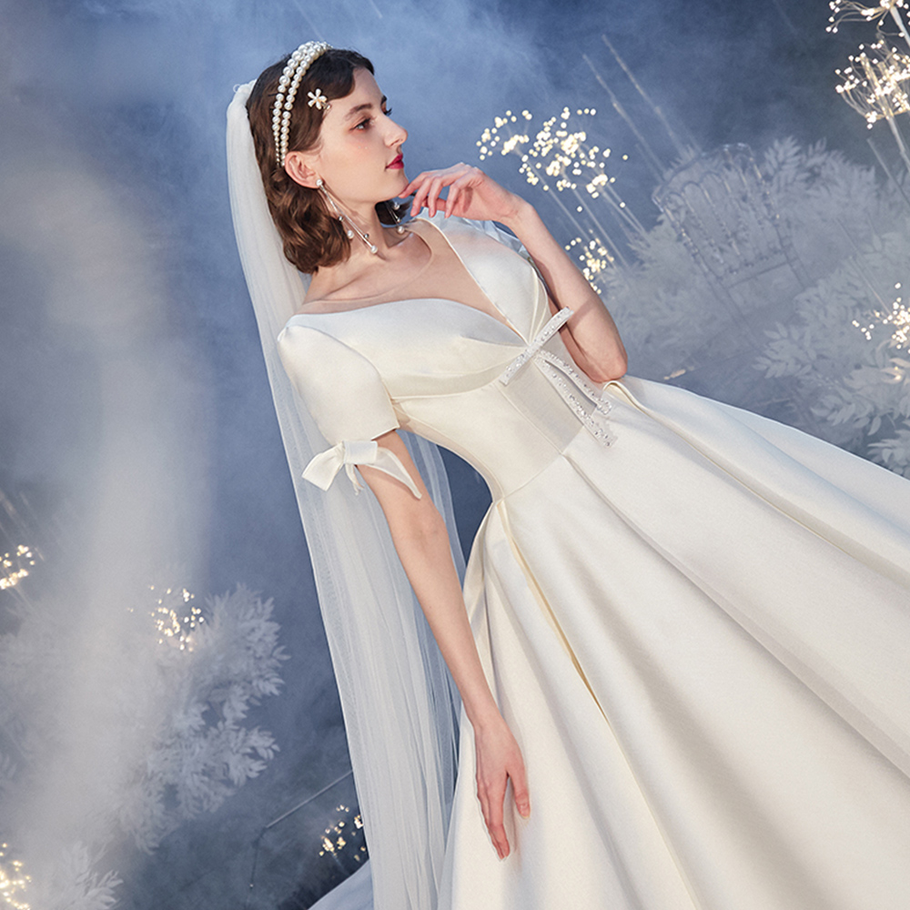 aliexpress short wedding dresses OFF THE SHOULDER LACE SHORT BRIDAL A-LINE DRESS BY ANDREA & LEO COUTURE WL021 OFF White / 12