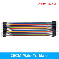 40 broches 20cm mâle à mâle Jump Wire Line Jump Starter DuPont Wire Câble de connexion électronique coloré 2.54mm Multicolore