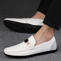 Mocassins en cuir véritable pour hommes, respirants, semelle extérieure en caoutchouc antidérapante, tendance mode, chaussures décontractées toutes saisons