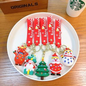 Llavero de metal con diseño de Papá Noel 3D de PVC, regalo promocional navideño, llavero de goma con diseño de alce y muñeco de nieve de dibujos animados, venta al por mayor - Product Image 2