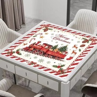 Tapis de Mahjong de Noël à Imprimé Léopard Rose Glamour avec Nœud Arbre de Noël, Tapis de Jeu de Table, Décoration de Fête, Cadeau Étoile Dorée