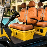 Voiturette de golf électrique de luxe LS2044DA jaune 4 places avec colonne de direction réglable et châssis en aluminium