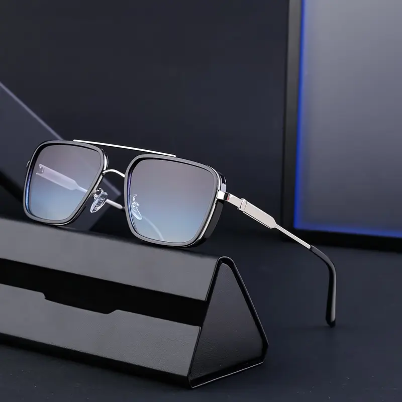 2024 nuevas gafas de sol Punk de alta calidad Retro de lujo de moda Metal cuadrado Steampunk gafas de sol hombres