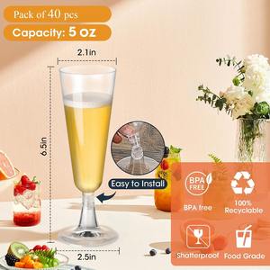 Flûtes à champagne en plastique jetables, verres à champagne transparents, verres à mimosa en plastique, coupes à cocktail pour mariage, en gros pour le réveillon du Nouvel An - Product Image 6