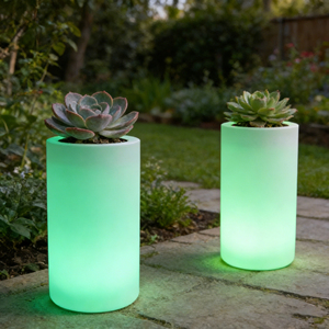 Vaso da Fiori Moderno Contemporaneo Impermeabile Luminoso con Luce LED, Piccolo Vaso da Giardino Durevole per Casa, Placcato e Rivestito, da Tavolo o da Terra - Product Image 6