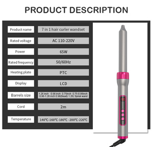 Ulelay Kit de Fer à Boucler 7-en-1 avec Barils en Céramique, Température Réglable, Outil de Coiffure et de Soin Personnel - Product Image 6