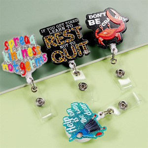 New Acrylic Crab Glitter Retractable Badge/<b>ID</b> <b>Holder</b> REST QUIT Office Irregular Shaped Telescopic Buckle - Product Image 4