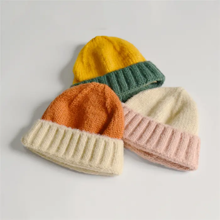 S5121 new cute baby toddlers soft warm knitted hats caps cozy chunky cuffed beanies 2020 winter kids hats for boys girls